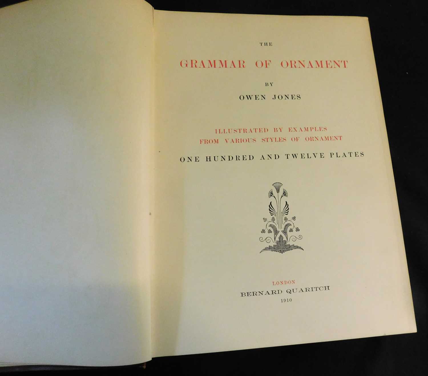 OWEN JONES: THE GRAMMAR OF ORNAMENT, London, Bernard Quarritch, 1928 reprint, 112 coloured plates as - Image 2 of 3