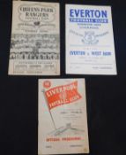 Packet: three soccer programmes, Liverpool v Southend FA Cup 3rd round 1958; Queens Park Rangers v