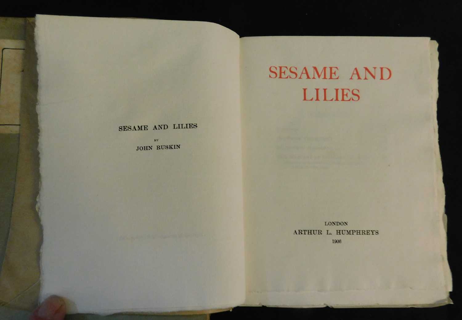 JOHN RUSKIN: SESAME AND LILIES, London, Arthur L Humphreys, 1906, Royal Library Belles Lettres - Image 2 of 2