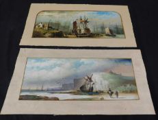 Two English School maritime watercolours on paper, approx 180 x 480mm (2)