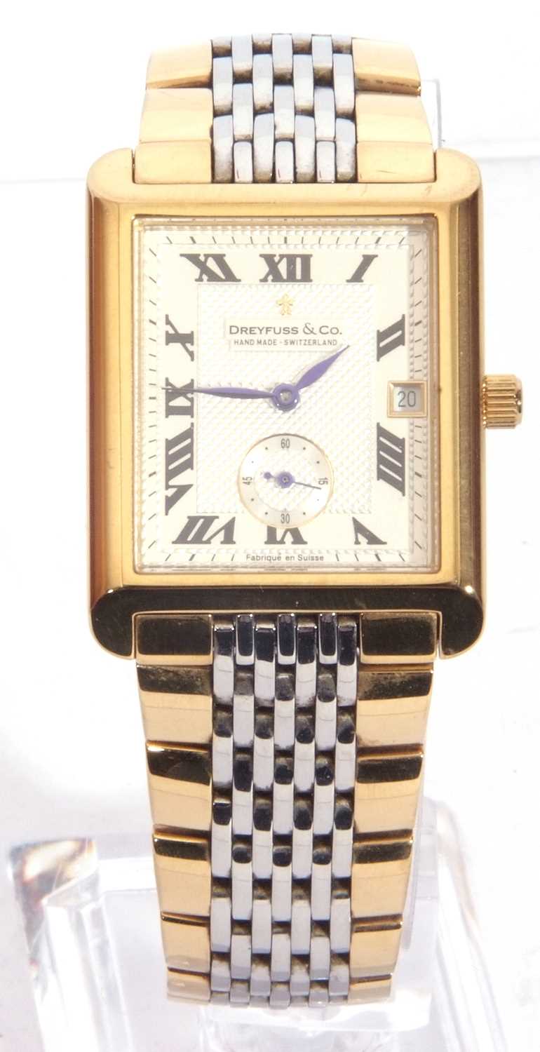 Dreyfuss & Co gent's wrist watch, ref no 1974, date function window, the case gold plated, and a - Image 10 of 10