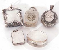 Mixed Lot: various silver and white metal items to include Birmingham hallmarked silver vesta with