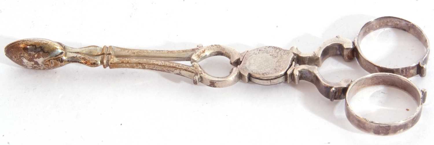 Pair of antique silver sugar nips, marks rubbed, 12cm long - Image 4 of 4