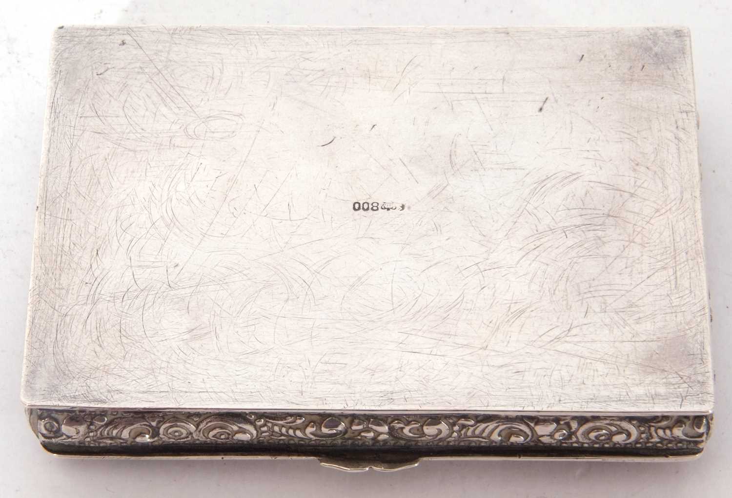 Late 19th/early 20th century Continental white metal lidded box of slim rectangular design, having - Image 4 of 5