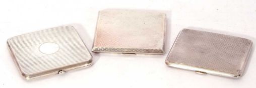 Mixed Lot: three cigarette cases, each with overall enginen turned decoration, two Birmingham