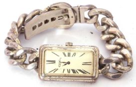 Roy King gent's tank style wrist watch, a mechanically crown wound movement, a white dial with Roman