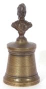 Novelty brass desk bell with a figural handle formed as Napoleon, bearing sticker to interior '