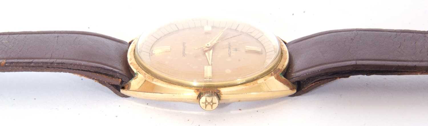 Vintage gent's Hamilton automatic wrist watch, a yellow metal case and dial with yellow metal hands, - Image 3 of 4