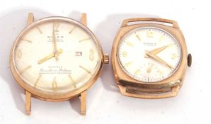 Two gent's wrist watches, one a Bvler 21-jewel movement, a white metal dial and yellow metal hour