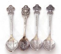 Group of four Boucherer of Switzerland Rolex collectors spoons, silver plated, 11cm long