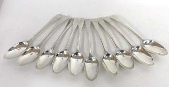 10 various Georgian Old English, Hanoverian and rat-tail dessert spoons, various dates and makers,