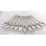 10 various Georgian Old English, Hanoverian and rat-tail dessert spoons, various dates and makers,