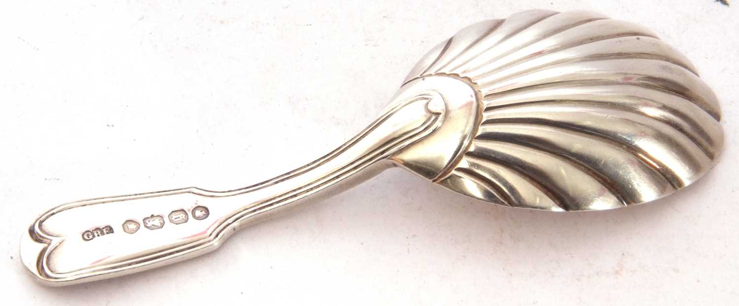 Victorian silver Fiddle and thread pattern caddy spoon with shell formed bowl, London 1862, maker' - Image 3 of 3