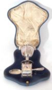 Cased early 20th century christening set comprising egg cup, napkin ring, hallmarked London 1918/19,