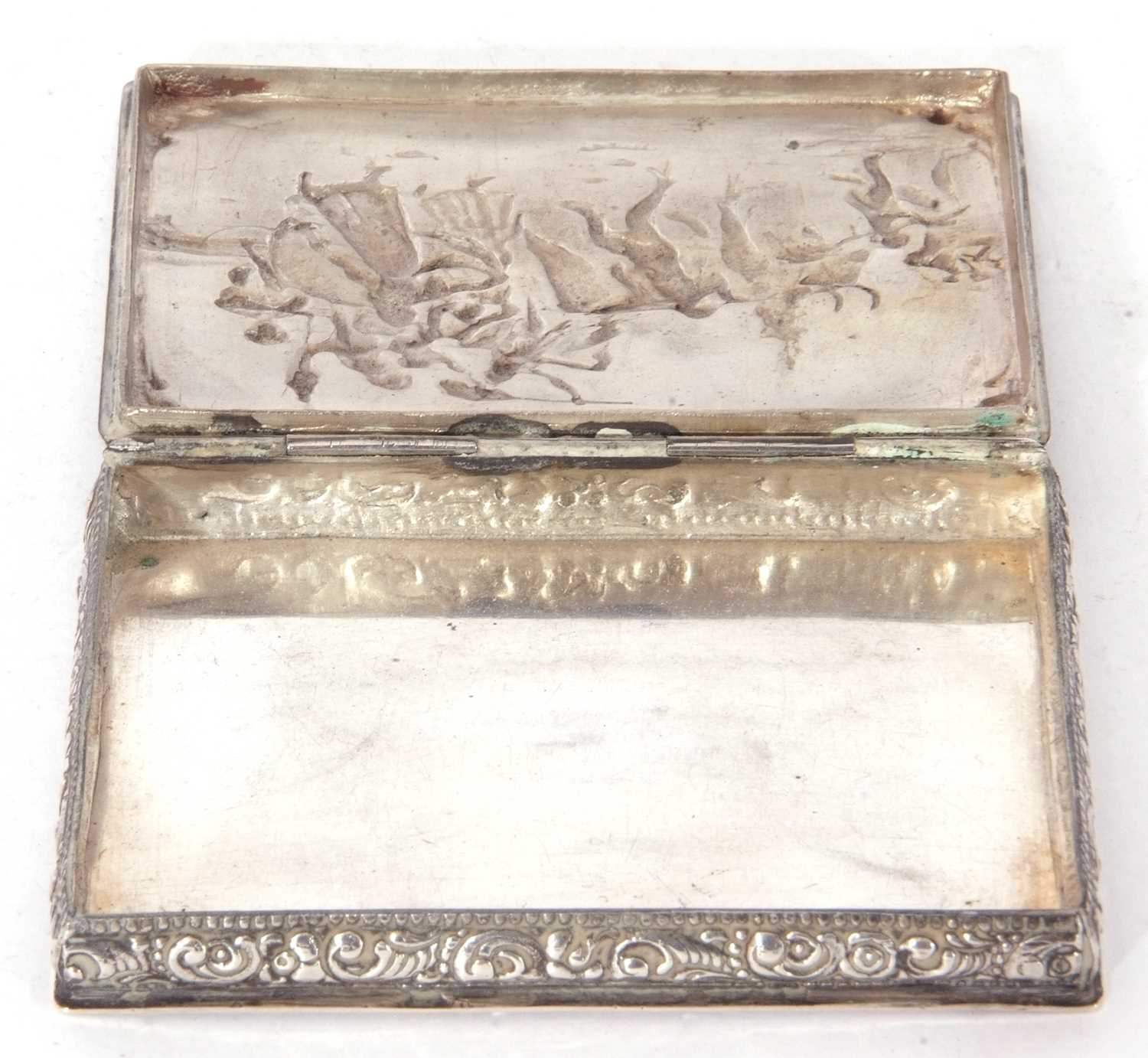 Late 19th/early 20th century Continental white metal lidded box of slim rectangular design, having - Image 5 of 5