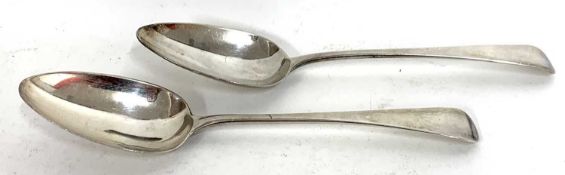 Pair of George III table spoons in Old English pattern, London 1803 by William Seaman, 130gms (2)