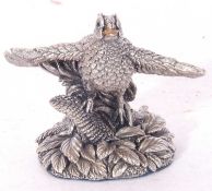 Contemporary silver mounted ornament formed as a pheasant with filled interior, marked Sheffield