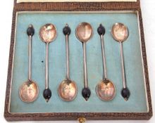 Cased set of six George V bean end coffee spoons, Sheffield 1920, maker's mark the Cooper Bros