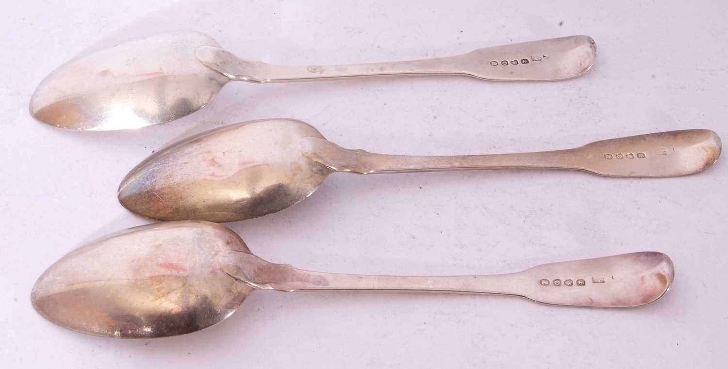 Three Georgian silver Fiddle pattern table spoons, London 1809, maker's mark William Eley, William - Image 2 of 3