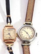 Two ladies wrist watches, one a Crusader, 15-jewel movement, a metal dial, blue hands and black