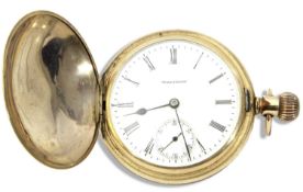 Last quarter of 19th/early 20th century Gents gold plated Waltham full hunter pocket watch with