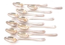 Set of ten Edward VII coffee spoons in Hanoverian rat tail pattern, London 1906 by the