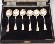 Cased set of six coffee spoons, Sheffield 1944, maker's mark Thomas Bradbury & Son Ltd