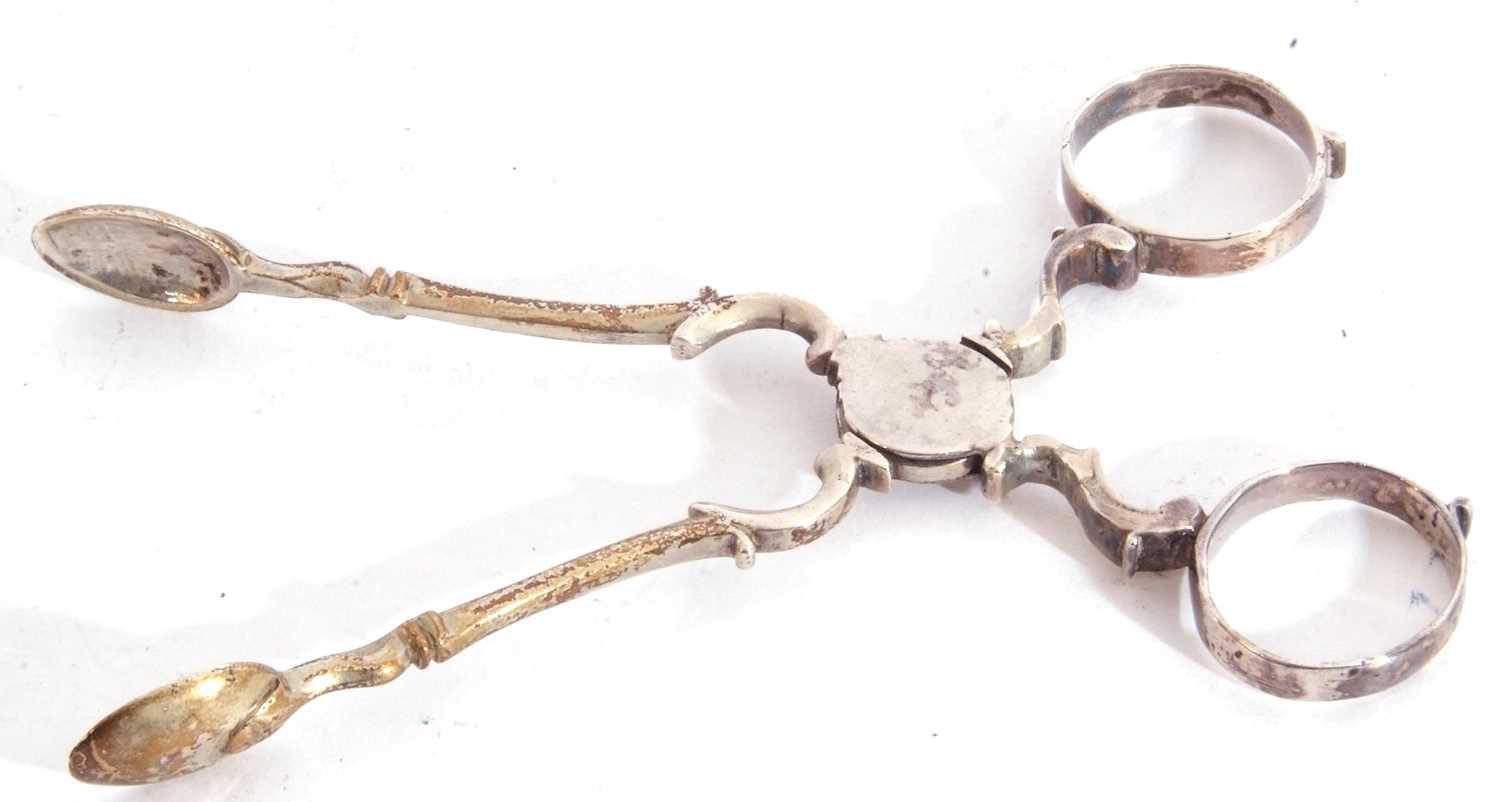 Pair of antique silver sugar nips, marks rubbed, 12cm long - Image 2 of 4