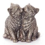 Modern sterling silver filled cat figure, initials C.A. (Country Artists), naturalistically modelled