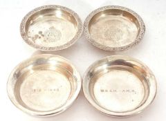 Heavy pair of small presentation circular dishes, inscribed '1915-1940' and 'W G C H - A.M.H.',