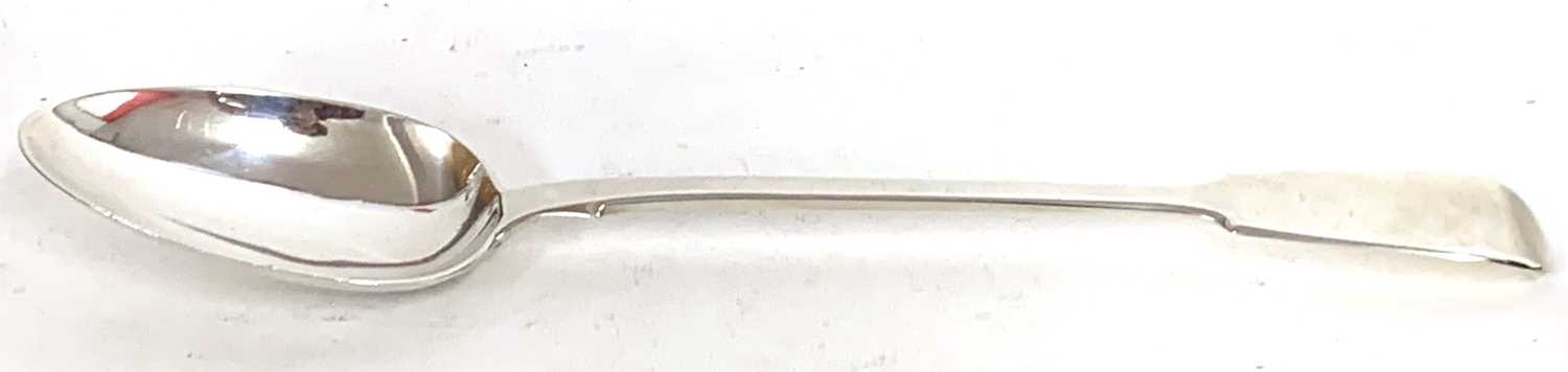 Good quality Victorian basting spoon in plain Fiddle pattern, 30cm long, London 1840 by Chawner & Co