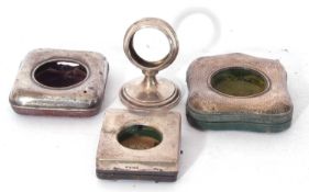 Mixed Lot: three silver mounted pocket watch case/stands (a/f), together with a desk pocket watch