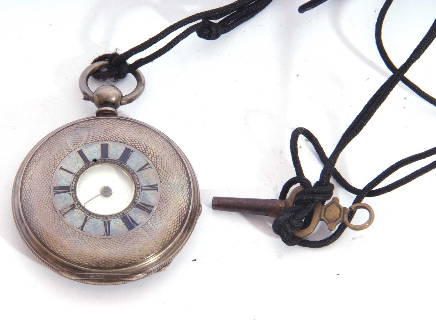 Mid/Last quarter of 19th century white metal hunter pocket watch, features a white enamel dial - Image 2 of 4