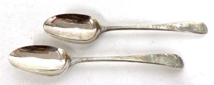 Pair of George III table spoons in Old English pattern, well marked for London 1783 by Richard