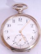 Zenith Grand Prix Paris 1900 white metal pocket watch, stamped to interior of case 0.800, a 15-jewel
