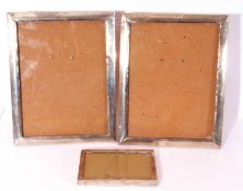 Mixed Lot: pair of silver photograph frames of plain rectangular shape, Birmingham 1920, maker's