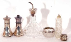 Mixed Lot: silver lighthouse pepper, Chester 1908, a similar salt with Birmingham assay, a Victorian