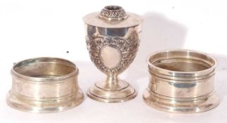 Mixed Lot: Victorian hallmarked silver lamp base, Birmingham 1898, maker's mark F S Andrew, together