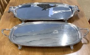 Mixed Lot: antique large Old English silver plated twin handled serving tray with gadroon rim and