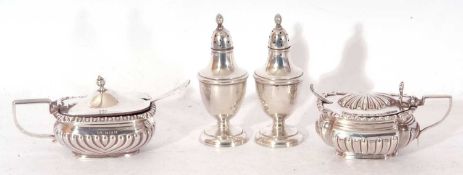 Mixed Lot: pair of silver peppers, urn form with pull off pierced lids, the plain bodies on