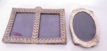 Mixed Lot: late Victorian silver mounted double photograph frame with gadrooned and chevron