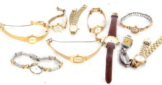 Ten ladies wrist watches including 2 Rotary, a Citizen and a yellow metal Seiko (10)