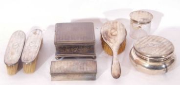 Mixed Lot: silver dressing table wares, each centrally engraved with 'Esmee', to include a jewellery