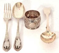 Mixed Lot: an interesting fork and spoon with raised cameo warrior figures to the handles,