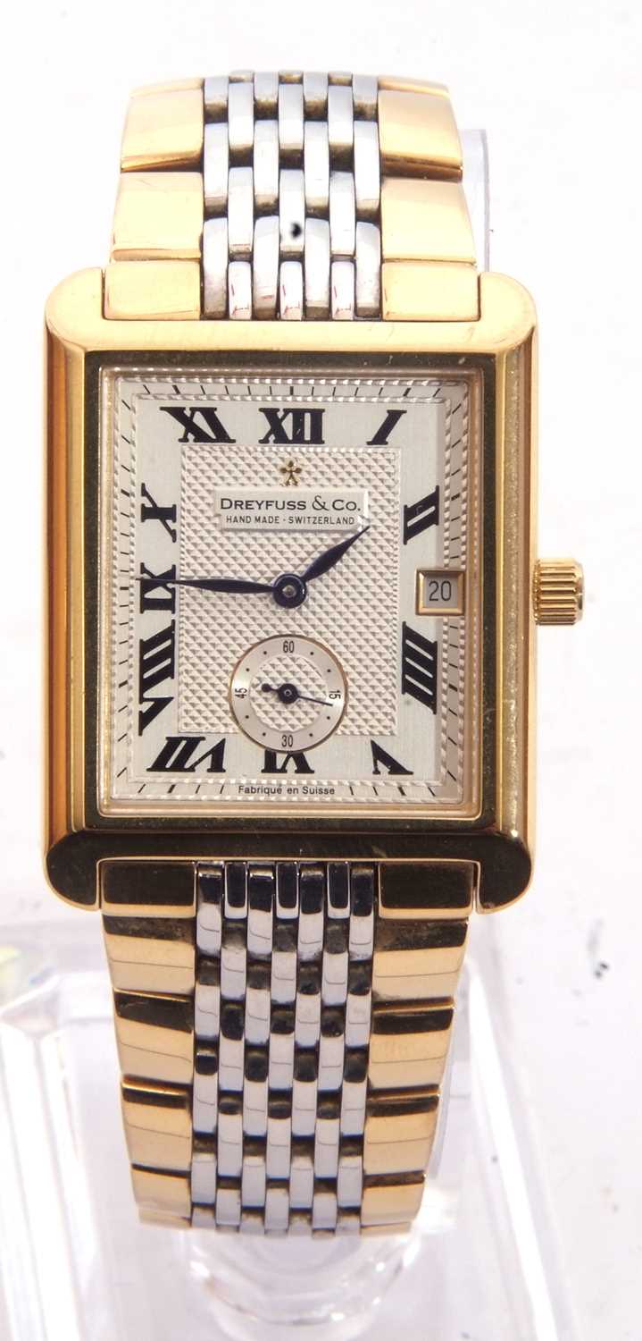 Dreyfuss & Co gent's wrist watch, ref no 1974, date function window, the case gold plated, and a - Image 2 of 10