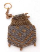 19th century bead work purse fitted with gilt metal mounts, 9cm high