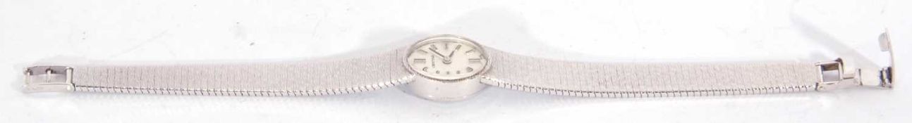 Certina 9ct white gold ladies wrist watch, stamped 375 on bracelet clasp and in case back, crown