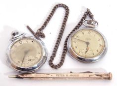 Two Smiths Empire pocket watch and a silver hallmarked pencil in fitted box, both watches crown