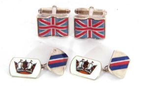 Mixed lot: pair of Union Jack cuff links with swivel fittings, stamped 925, together with an