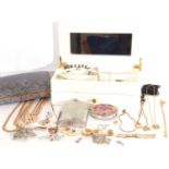 Small box of mainly costume jewellery to include bracelets, necklaces, earrings etc